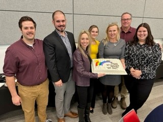 Alex Glecoff and Mike Williams (Centre for Behavioural Studies), Marie-Line Jobin (BPSYC Coordinator), Colleen Decoste (BPSYC 4th year student), Laura Salsbury and Robert Besselink (PFP faculty) and Alexis Arnott (BPSYC 4th year student).